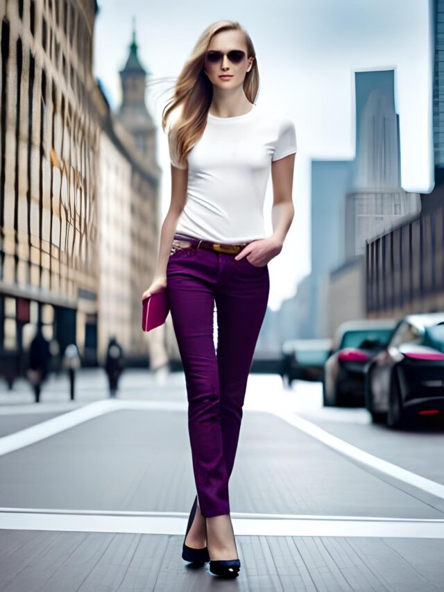 Amazing looks in purple jeans